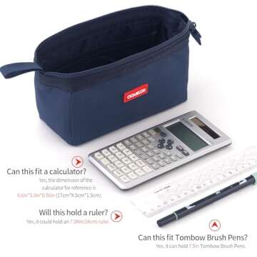 CICIMELON Pencil Case Large Capacity Pencil Pouch Pen Bag for School Teen Girl Boy Men Women (Navy)