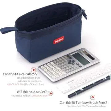 CICIMELON Pencil Case Large Capacity Pencil Pouch Pen Bag for School Teen Girl Boy Men Women (Navy)