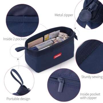 CICIMELON Pencil Case Large Capacity Pencil Pouch Pen Bag for School Teen Girl Boy Men Women (Navy)