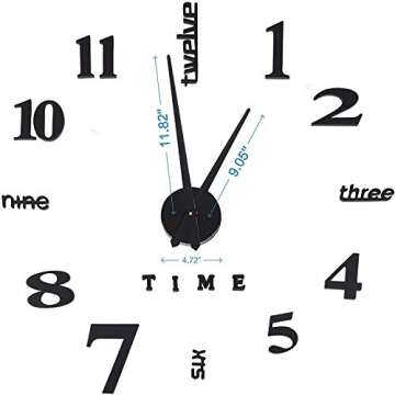 AOXLANT DIY Wall Clock, 3D Mirror Stickers Large Wall Clock Frameless Modern Design Large Watch Silent Home/Office/School Number Clock Decorations Gift (black3)
