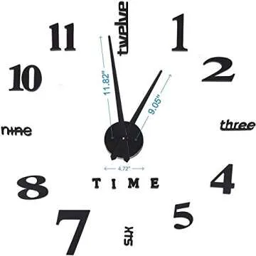 AOXLANT DIY Wall Clock, 3D Mirror Stickers Large Wall Clock Frameless Modern Design Large Watch Silent Home/Office/School Number Clock Decorations Gift (black3)
