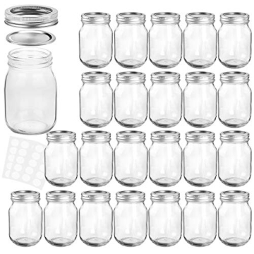 KAMOTA Mason Jars 12 oz With Regular Lids and Bands, Ideal for Jam, Honey, Wedding Favors, Shower Fa...