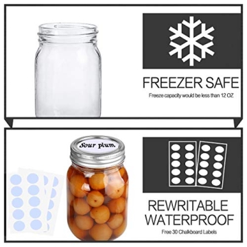 KAMOTA 12 oz Mason Jars with Lids, 24 Pack Set