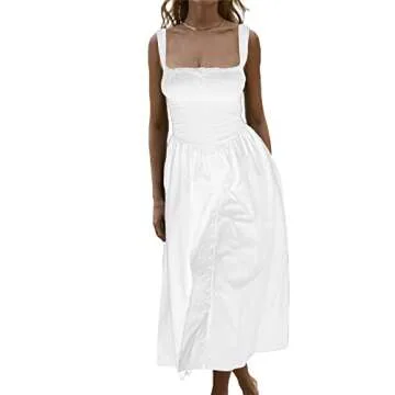 Floral Midi Dress Sleeveless Low Cut for Parties