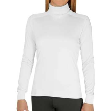 Hot Chillys Women's Peach Skins Solid T-Neck Lightweight Relaxed Fit Base Layer | Moisture-Wicking L...
