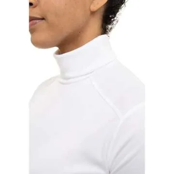 Hot Chillys Women's Peach Skins Solid T-Neck Lightweight Relaxed Fit Base Layer | Moisture-Wicking Long Sleeve Thermal Top, White, L