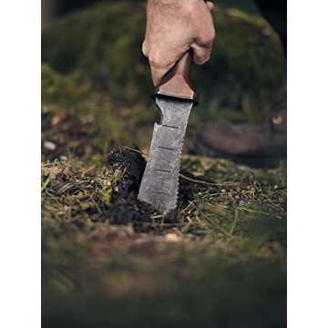 Barebones Hori Hori Ultimate - Garden Knife with Double-Edged Tempered Steel Blade, Walnut Handle, Ambidextrous Use, Japanese Knife Garden Tool for Weeding and Gardening (Tool & Sheath)