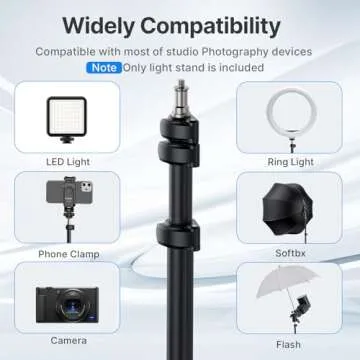 Ulanzi TT43 Extendable Photography Light Stand, Adjustable 6.23ft Aluminum Light Tripod, Reversible Portable Studio Lighting Tripod for Continute Output Lighting/Strobe Light/Webcams/Cameras/Softbox