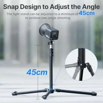 Ulanzi TT43 Extendable Photography Light Stand, Adjustable 6.23ft Aluminum Light Tripod, Reversible Portable Studio Lighting Tripod for Continute Output Lighting/Strobe Light/Webcams/Cameras/Softbox