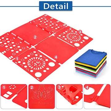 BoxLegend Version 3 Shirt Folder Shirt Folding Board t Shirts Clothes Folder Durable Plastic Laundry folders Folding Boards,Red