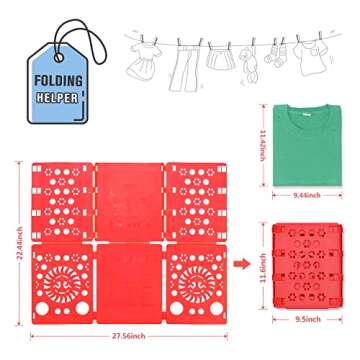 BoxLegend Version 3 Shirt Folder Shirt Folding Board t Shirts Clothes Folder Durable Plastic Laundry folders Folding Boards,Red