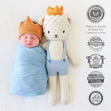 cuddle + kind Sebastian The Lamb Little 13" Hand-Knit Doll – 1 Doll = 10 Meals, Fair Trade, Heirlo...