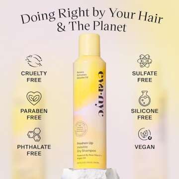 Eva NYC Freshen Up Invisible Dry Shampoo, Cleansing Dry Shampoo for Women of All Hair Types, Non Toxic Shampoo with Argan Oil & Rice Starch, GMO-Free Hair Dry Shampoo, Leaves No White Residue, 5.3 oz