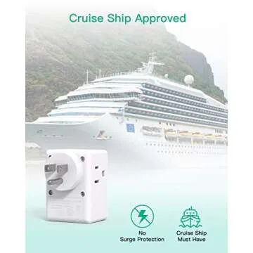 Outlet Extender Multi Plug Outlet - USB Wall Charger with 3 USB Ports (1 USB C), No Surge Protector Cruise Essentials for Ship and Travel, ETL Listed