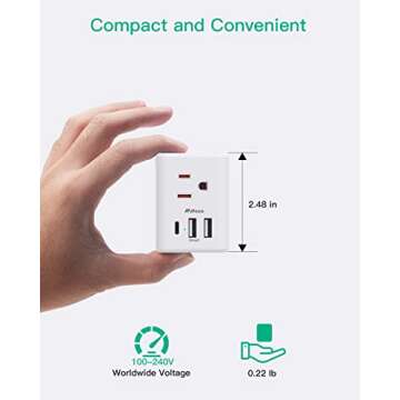 Outlet Extender Multi Plug Outlet - USB Wall Charger with 3 USB Ports (1 USB C), No Surge Protector Cruise Essentials for Ship and Travel, ETL Listed