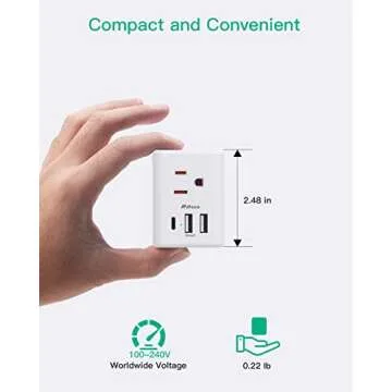 Outlet Extender Multi Plug Outlet - USB Wall Charger with 3 USB Ports (1 USB C), No Surge Protector Cruise Essentials for Ship and Travel, ETL Listed