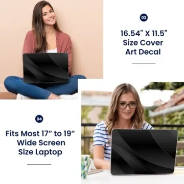 LSS Laptop 17-17.3" Skin Cover with Colorful Black Waves Pattern for HP Dell Lenovo Apple Asus Acer Compaq - Fits 16.5" 17" 17.3" 18.4" 19" (2 Wrist Pads Free)