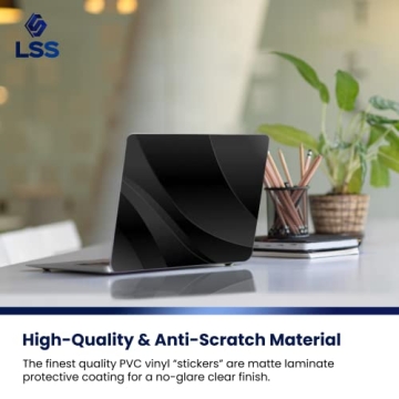 LSS Laptop 17-17.3" Skin Cover with Colorful Black Waves Pattern for HP Dell Lenovo Apple Asus Acer Compaq - Fits 16.5" 17" 17.3" 18.4" 19" (2 Wrist Pads Free)