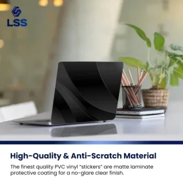 LSS Laptop 17-17.3" Skin Cover with Colorful Black Waves Pattern for HP Dell Lenovo Apple Asus Acer Compaq - Fits 16.5" 17" 17.3" 18.4" 19" (2 Wrist Pads Free)