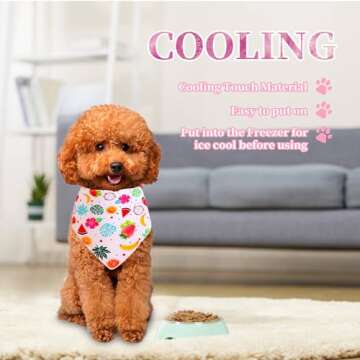 Gofshy Dog Cooling Bandana Summer Large 1PCS, Lightweight Quick Drying Poly-Blend, Triangle Scarfs Bibs with Cute Fruit Pattern, Adjustable Breed Handkerchief for Medium Large Dogs Puppies Pets Gift