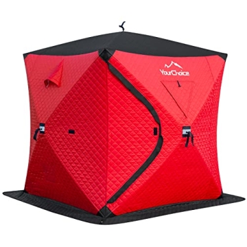 Your Choice Pop Up 3-4 Person Fully Insulated Ice Fishing Shelter - Windproof & Warm