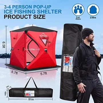 Pop Up 3-4 Person Insulated Ice Fishing Shelter
