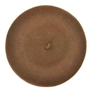 ZLYC Wool Beret Hat Classic Solid Color French Beret for Women Brown