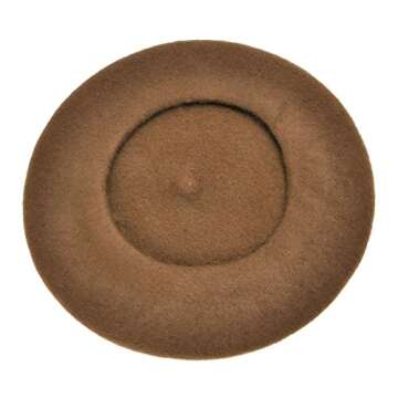 ZLYC Wool Beret Hat Classic Solid Color French Beret for Women Brown