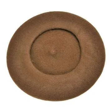 ZLYC Wool Beret Hat Classic Solid Color French Beret for Women Brown