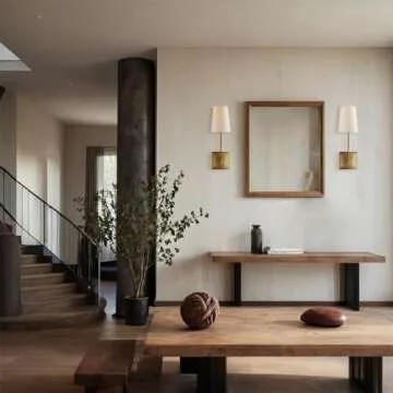 Generic Wall Lights for Living Room, Modern Linen Shade with Metal Frame Sconce, 4.75 w x 6.5 d x 15.5 h (Brass)