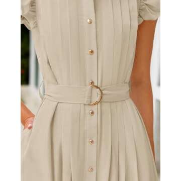 Summer Boho Button Midi Dress with Pockets