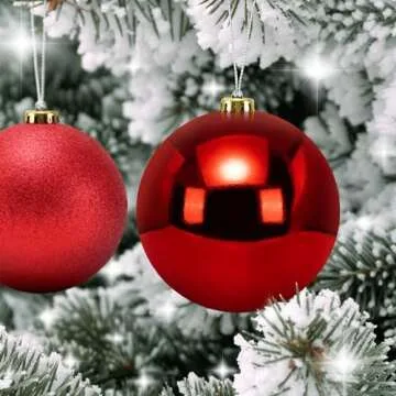 Benjia Extra Large Size Outdoor Christmas Ornaments, Oversized Huge Big Shatterproof Xmas Christmas Plastic Balls for Outside Lawn Yard Tree Hanging Decorations (6"/150mm, Red, 4 Packs)