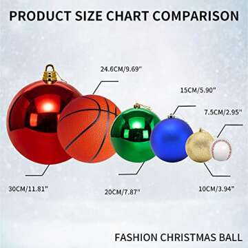 Benjia Extra Large Size Outdoor Christmas Ornaments, Oversized Huge Big Shatterproof Xmas Christmas Plastic Balls for Outside Lawn Yard Tree Hanging Decorations (6"/150mm, Red, 4 Packs)