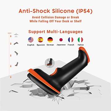 Tera 1D 2D QR Barcode Scanner Wireless and Wired with Battery Level Indicator Digital Printed Bar Code Reader Cordless Handheld Barcode Scanner Compact Plug and Play Model D5100