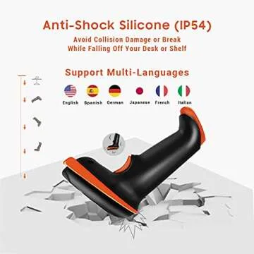 Tera 1D 2D QR Barcode Scanner Wireless and Wired with Battery Level Indicator Digital Printed Bar Code Reader Cordless Handheld Barcode Scanner Compact Plug and Play Model D5100