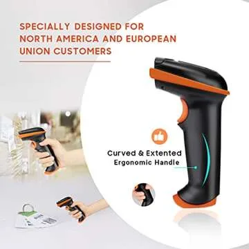 Tera 1D 2D QR Barcode Scanner Wireless and Wired with Battery Level Indicator Digital Printed Bar Code Reader Cordless Handheld Barcode Scanner Compact Plug and Play Model D5100