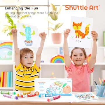 Shuttle Art Dot Markers 12 Colors Non-Toxic Washable for Kids