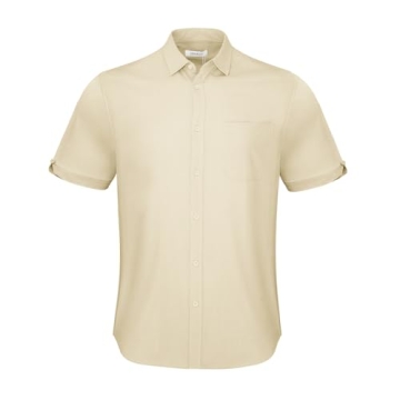 JEKAOYI Men's Summer Casual Short Sleeve Linen Shirt