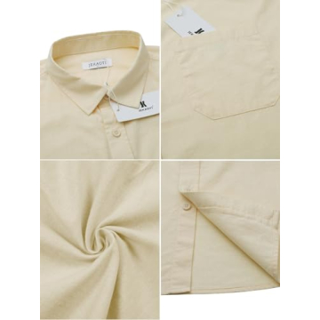 JEKAOYI Men's Summer Casual Short Sleeve Linen Shirt