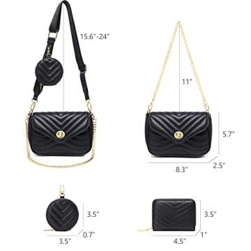 Black Purse Crossbody Bag with Coin Purse and Card Holder