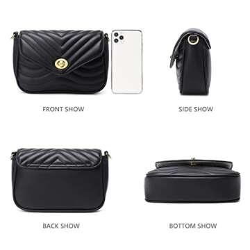 Black Purse Crossbody Bag with Coin Purse and Card Holder