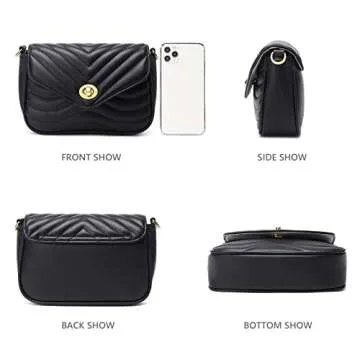 Black Purse Crossbody Bag with Coin Purse and Card Holder