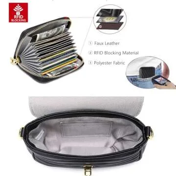 Black Purse Crossbody Bag with Coin Purse and Card Holder