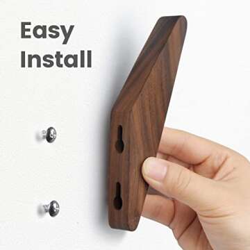 COCOYA 2Pack Natural Walnut Wall Hooks - Stylish Storage Solution
