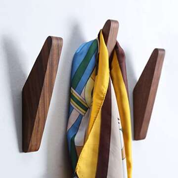 COCOYA 2Pack Natural Walnut Wall Hooks - Stylish Storage Solution