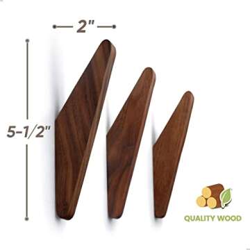 COCOYA 2Pack Natural Walnut Wall Hooks - Stylish Storage Solution