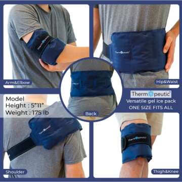 Thermopeutic Reusable Ice Pack for Injuries Reusable Unisex (15” X 7”) - Extra Long Lasting Gel Cold Pack Ice Wrap for Pain Relief and Surgery - Shoulder, Lower Back, Knee, Arm, Foot, Hip and More