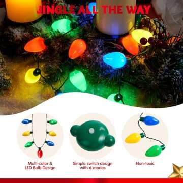 JOYIN Christmas LED Light Up Bulb Necklaces - 18 Packs