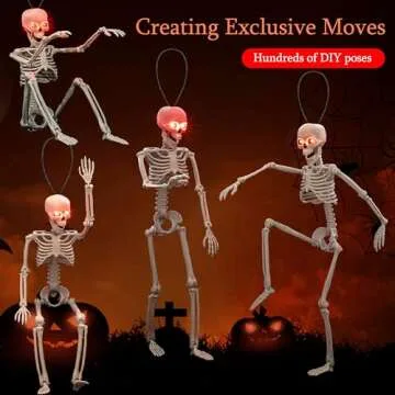 24-Inch Glowing Eyes Halloween Skeleton for Unique Decoration