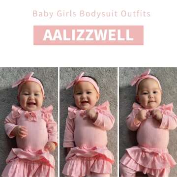 Aalizzwell Preemie Newborn Infant Baby Girls Clothes Ribbed Bodysuit Pants Set Fall Winter Outfits P...